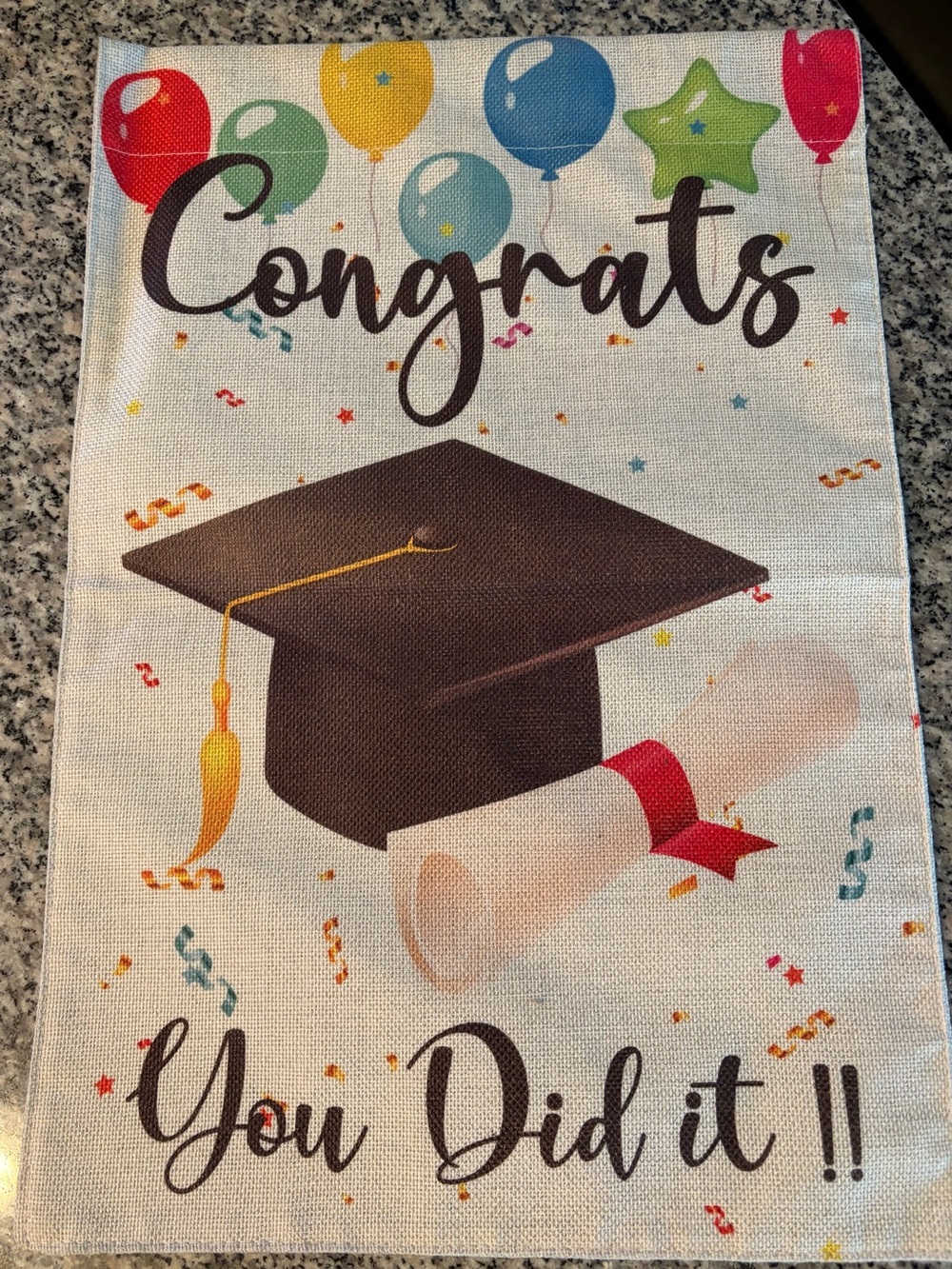 Congrats Graduation Decorative Garden Flag - Multicolor- double sided